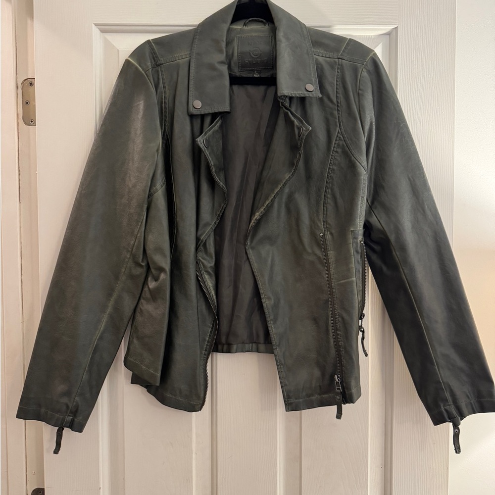 Max Studio Olive Leather Jacket - image 1